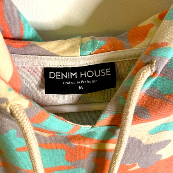 Denim House pastel camouflage hoodie size M long sleeves blue pink cream… - Picture 2 of 10